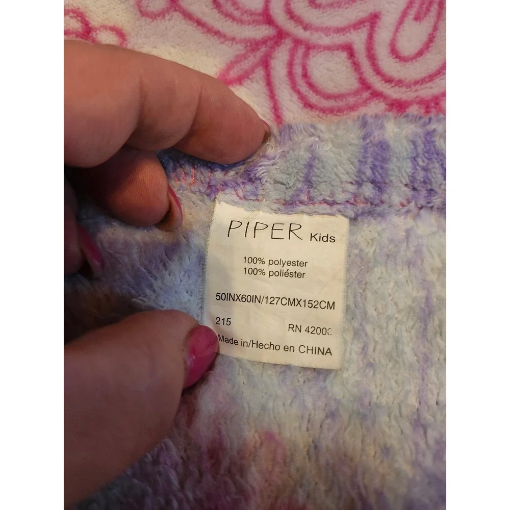 Piper Kids Mandala Butterfly Floral Plush Fleece Throw Blanket 50x60 Purple Pink